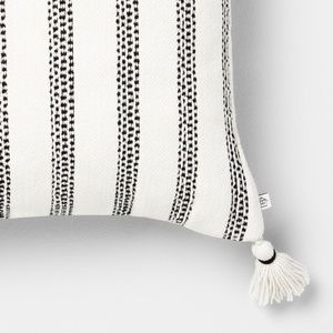 Hearth & Hand Accents - Hearth & Hand black stripe square pillow tassels Hearth & Hand Accents - Hearth & Hand black stripe square pillow tassels